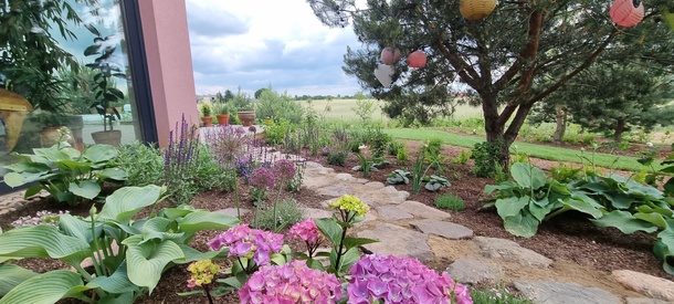 Malowniczy ogród zagubiony pośród pól